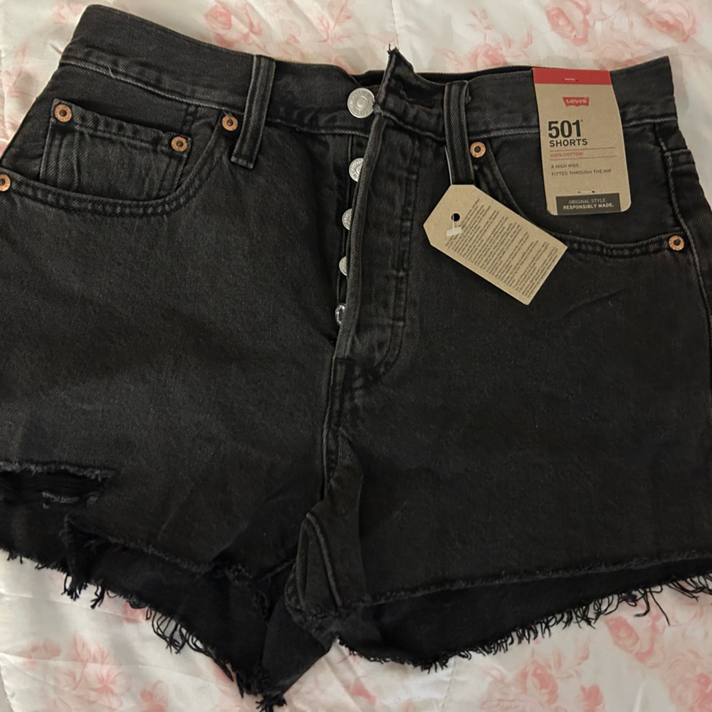 Levi's Charcoal Denim Cutoff Shorts